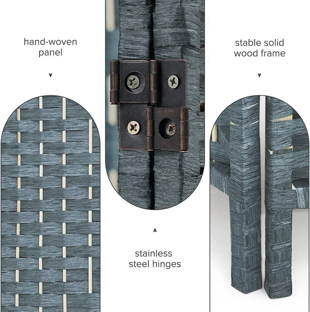 JOSTYLE Room Divider Screen 6-Panel Folding Privacy Screens Diamond Double-Weave