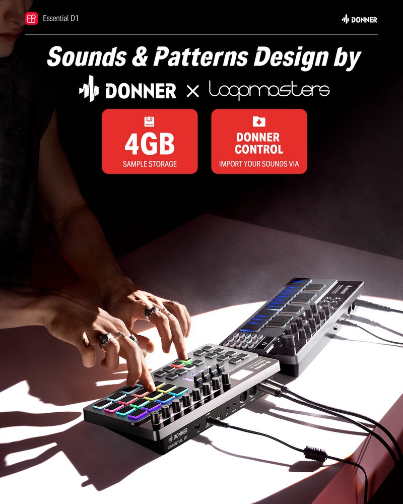 Donner Essential D1 Performance Beat Machine Step Sequencer Finger Drum Machine