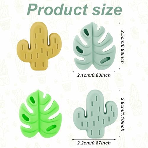 16pcs Knitting Needle Stoppers, Cute Cactus & Monstera Leaf Style Stitch