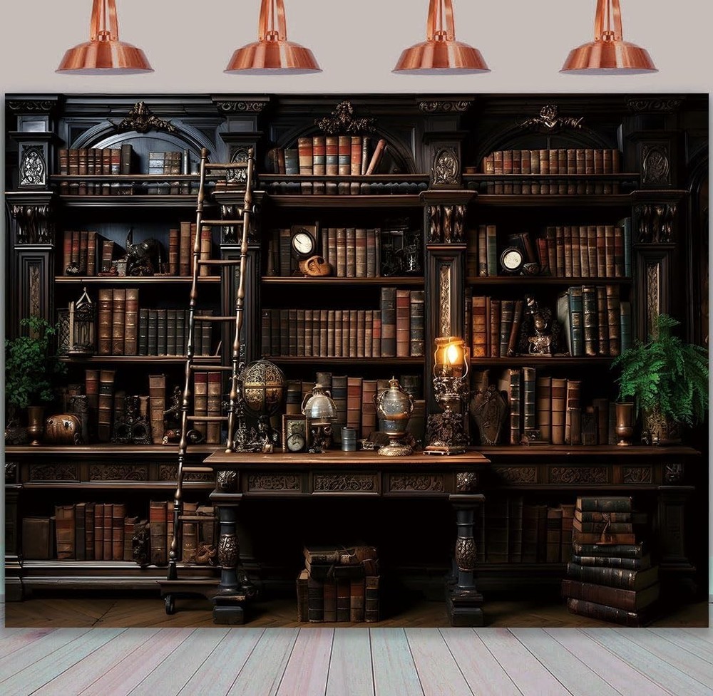 Medieval Bookshelf Backdrop Library Photography Background Studio Prop