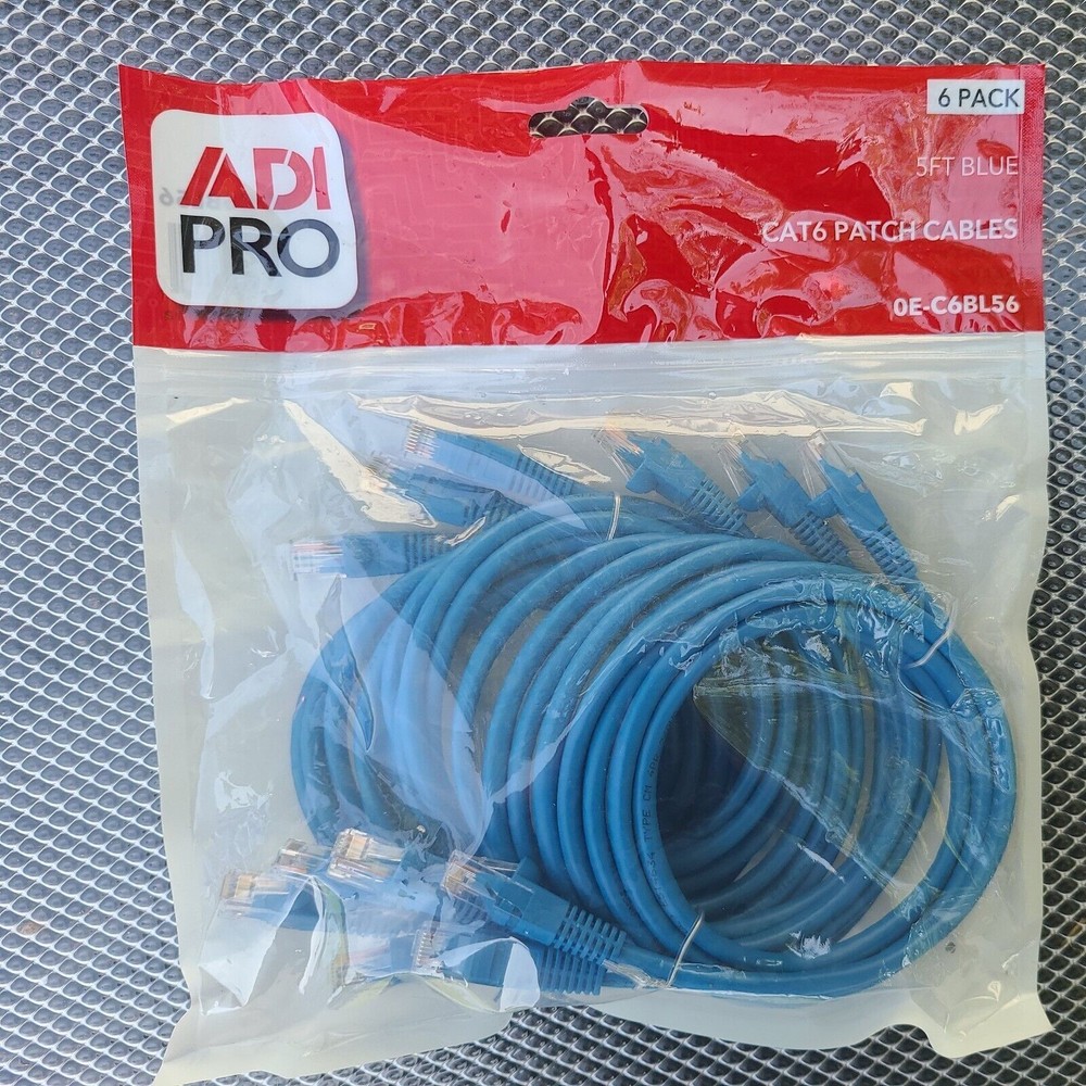 (6-Pack) CAT-6 network Patch Cable, Blue 24Awg 100% Copper  0E-C6BL56