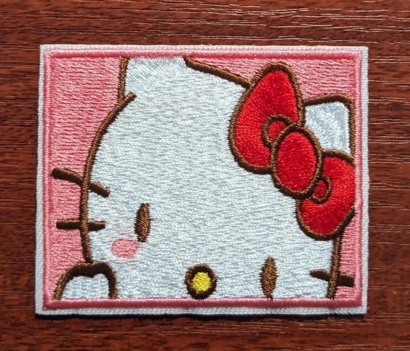 Hello Kitty Patch Embroidered Adhesive Sticker or Sew On Patch 2x2.75"