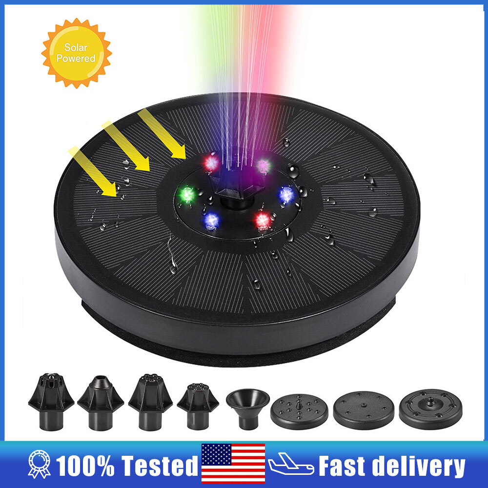 LED Solar Power Bird Bath Water Fountain Pump Floating Outdoor Pond Pool Decor