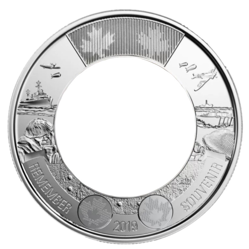 🇨🇦 Canada $2 Dollar Toonie Error Empty Coin, D-Day Outside Ring Only, 2019
