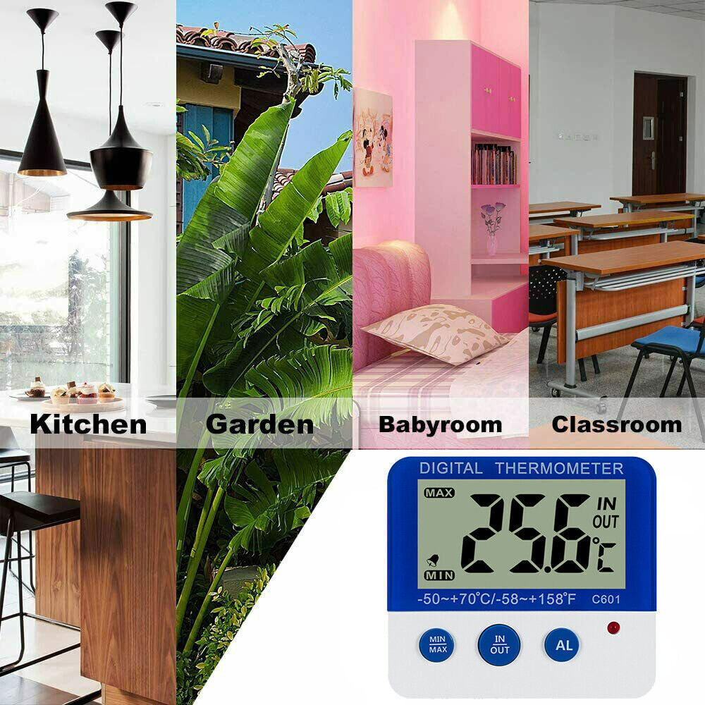 Digital Fridge Freezer Thermometer w/Temperature Alarm and Max Min Function ℃/℉