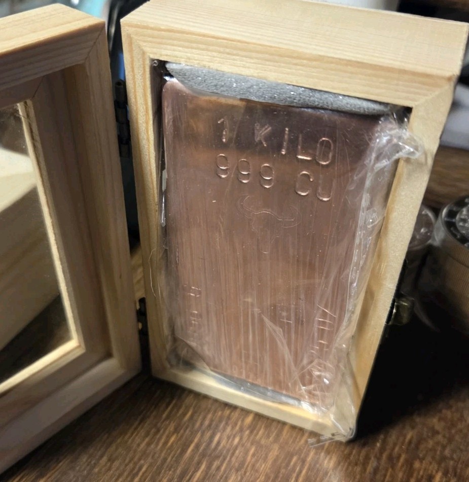 1 Kilo Hand Poured Solid Copper Bullion Bar .999 Pure Fine Copper Kg Ingot