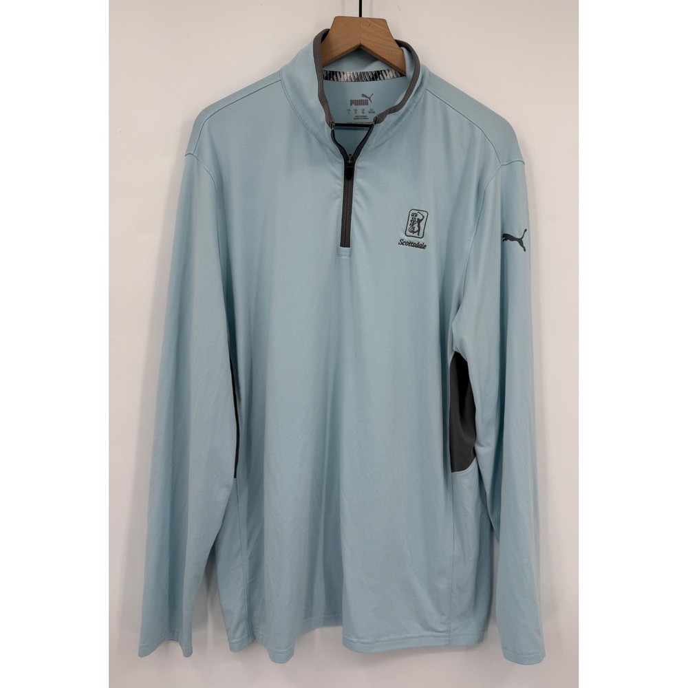 TPC Scottsadale 1/4 Zip Mens Large Blue Golf Pullover Performance Puma