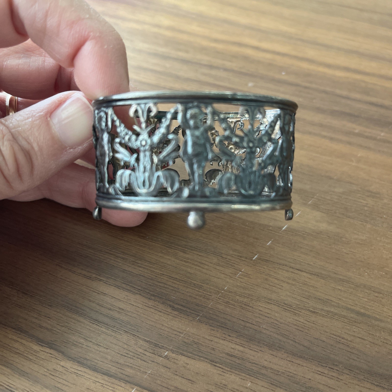 Cobalt & Silver Salt Cellars Or Dips Antique Set of 2