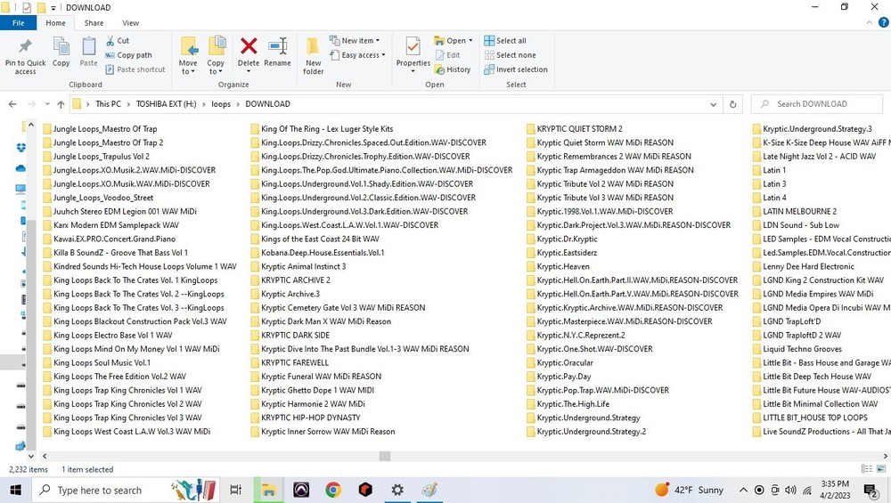 5TB hard drive full of loops, samples, refills, Rex, Native instrument programs