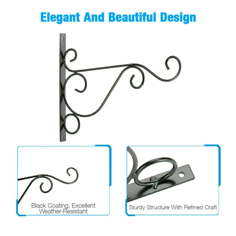 2Pack Black Hanging Brackets Wall Hooks for Bird Feeder Lanterns Wind Chimes