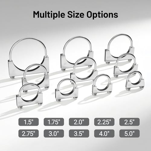 Heavy Duty U Bolt Exhaust Clamp 1/Inch Stainless Steel U Muffler 2.5" 2