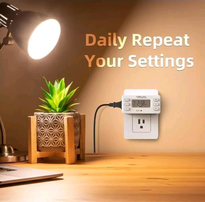 2 TiFFCOFiO Indoor 15A/1800w Digital Light Programmable Outlet Timer Prong Plug