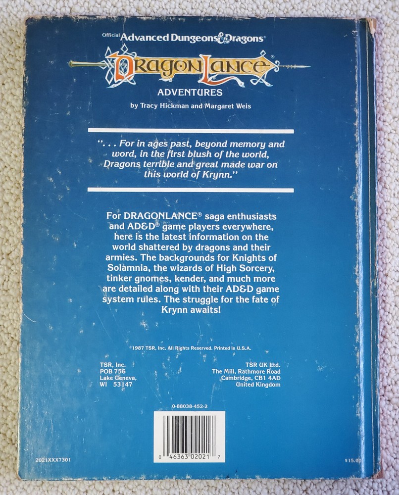 1987 TSR Advanced Dungeons & Dragons Dragonlance Adventures