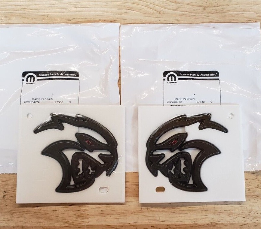 NEW 22-23 Dodge Charger Hellcat REDEYE Brass Monkey Logo Fender (2) Emblems,OEM