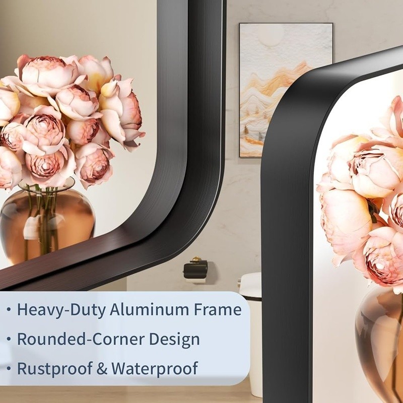 Rectangular Flat Frame Mirror Anti-Oxidation Coating Versatile Wall Mount Decor