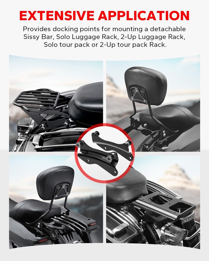 Vivid Black 4 Point Docking Hardware Kit Compatible for Harley Davidson Touri...