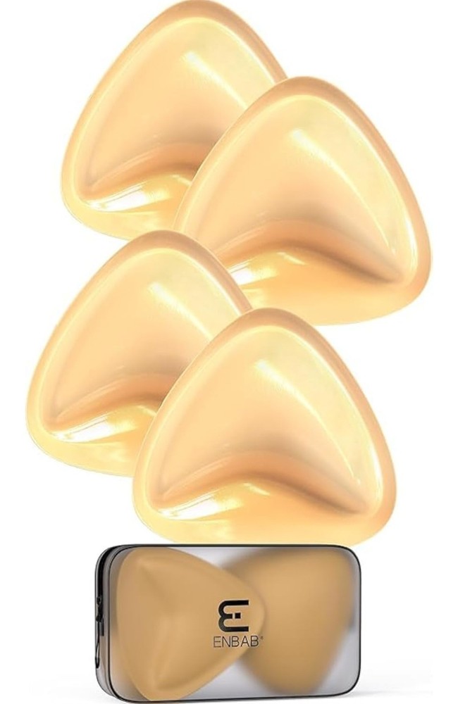 ENBAB Double-Sided Push Up Bra Inserts Triangular Beige Washable Reusable