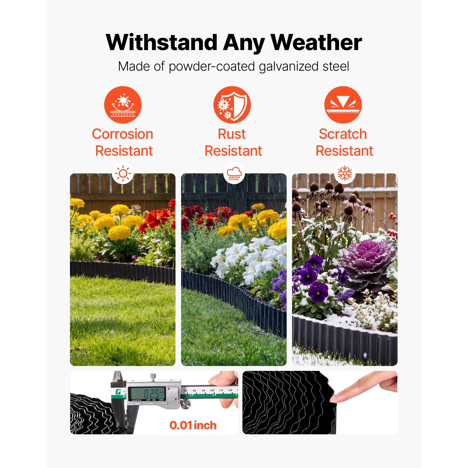 Uimoso Galvanized Steel Garden Edging 40 ft x 6 in Metal Landscape Border