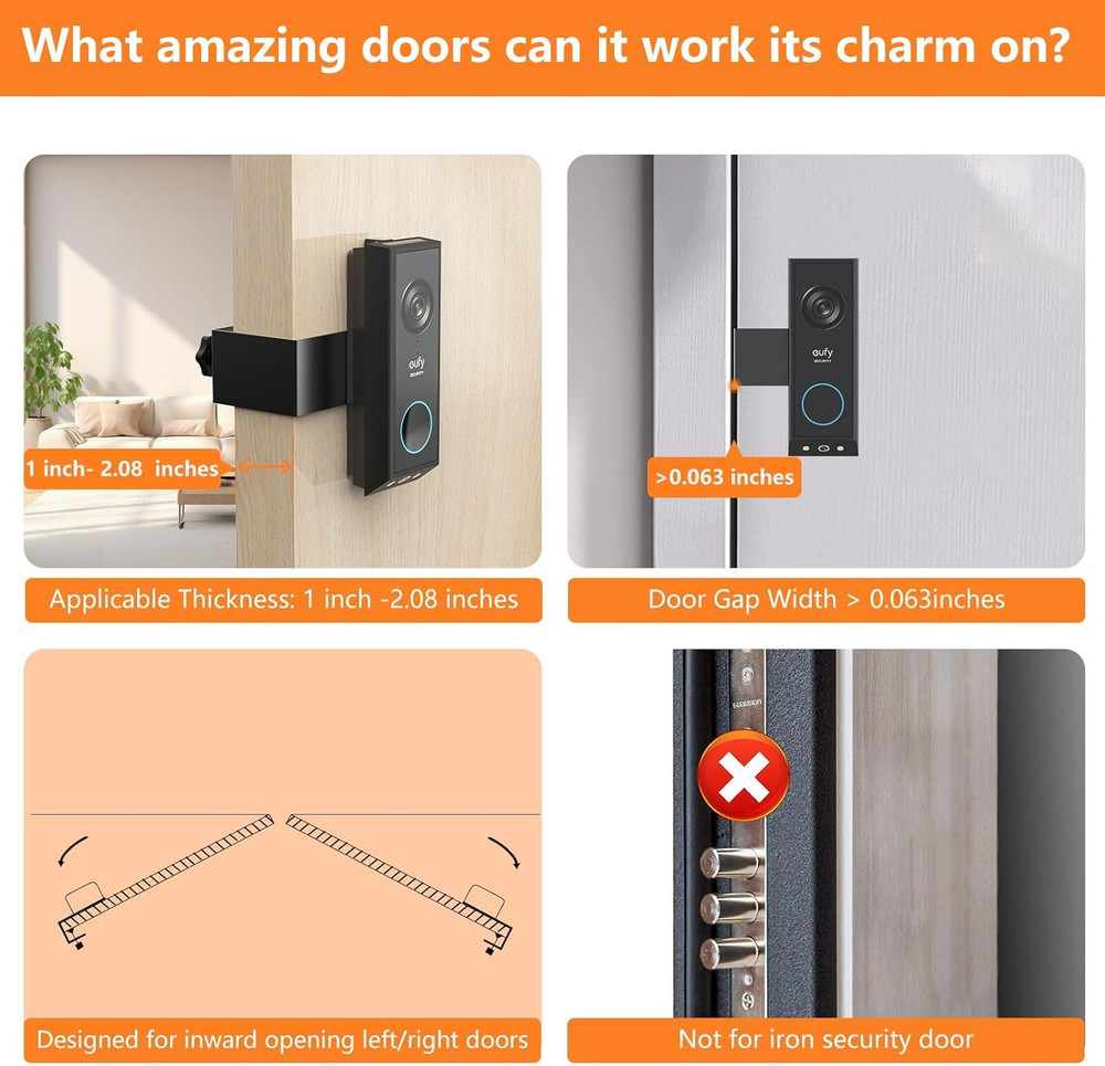 Anti-Theft Door Mount Eufy E340 No-Drill Adjustable Mounting Bracket Eufy Sensor