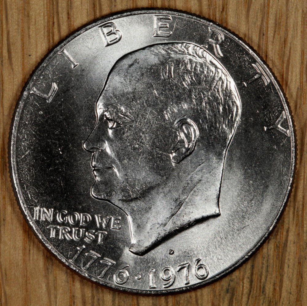 1976 D Eisenhower Ike Dollar $1 - Type 2 Thin Letters - BU - Choice Uncirculated