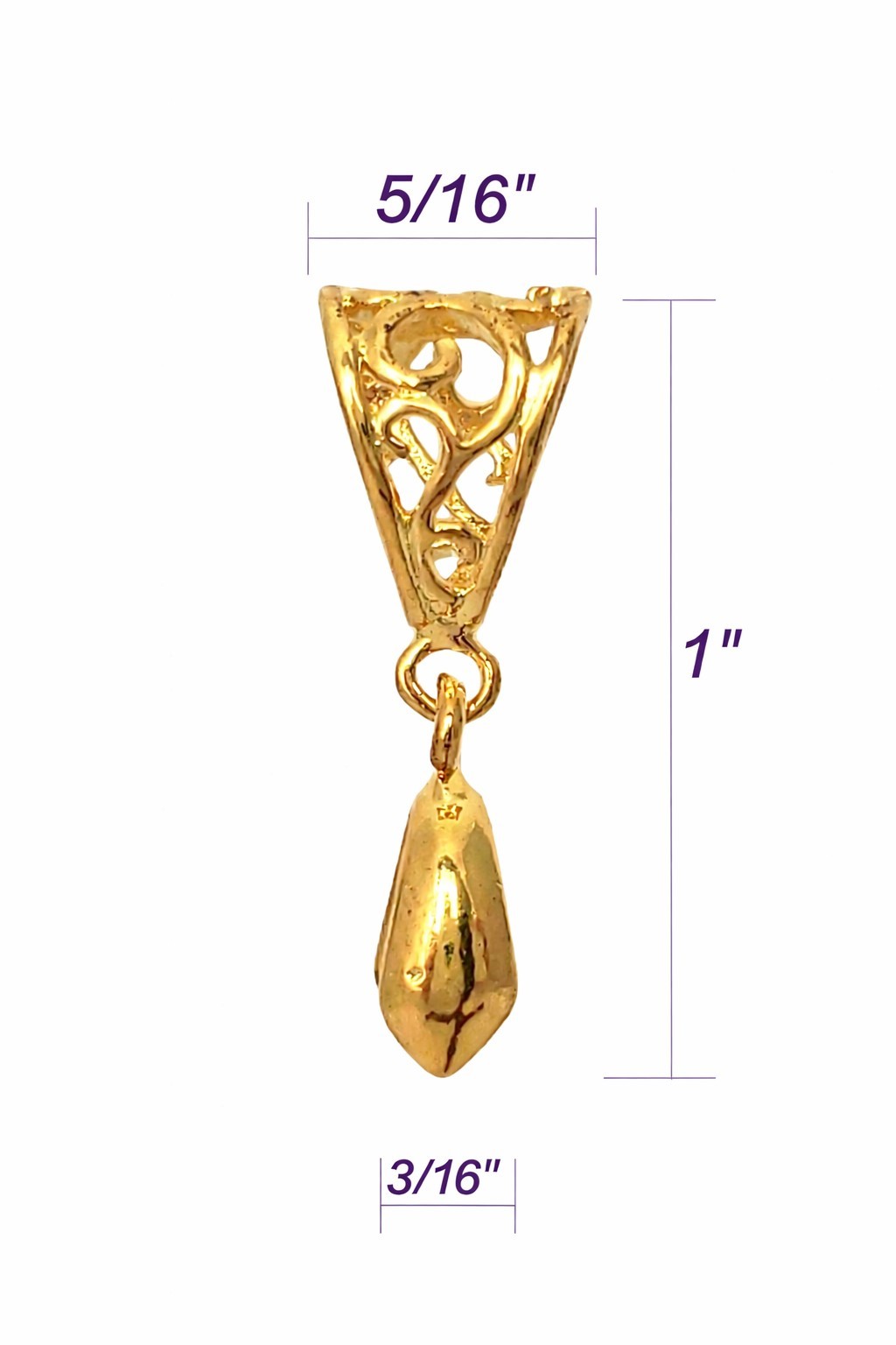 Gold Colored (Qty 5-15) Large Elegant Pinch Bails- (12-G)