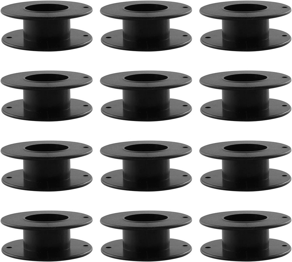 JCBIZ 12Pcs 55Mm Plastic Spool Black Bobbin Empty Spools for Ribbon Beading Stri
