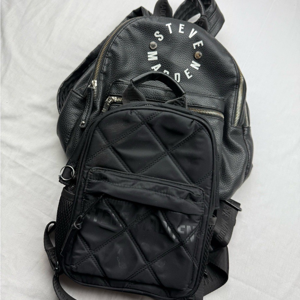 Steve Madden Black Quilted Backpack Duo bundle