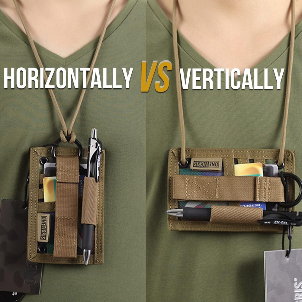 Tactical ID Card Holder Hook & Loop Patch Badge Holder Neck Lanyard Key Ring ...