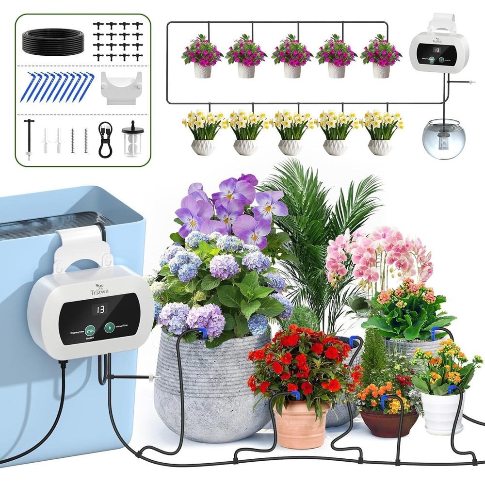 Auto Watering System for Plants - Programmable Timer & USB Power for Indoor Pots