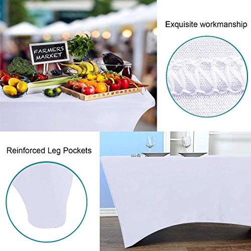 2 Pack Stretch Spandex Table Covers for Rectangular 72" x 30" (2PC) White