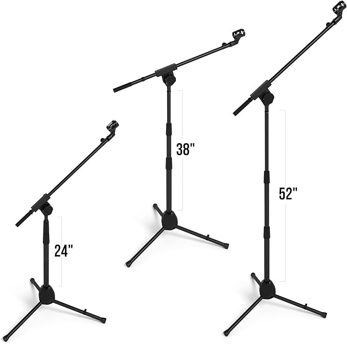 Kellards PST2 Adjustable Microphone Stand with Telescopic Boom Arm - Black