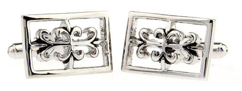 Unique Rectangle Gothic Inspired Silver Rhodium Cufflinks by CUFFLINKS DIRECT