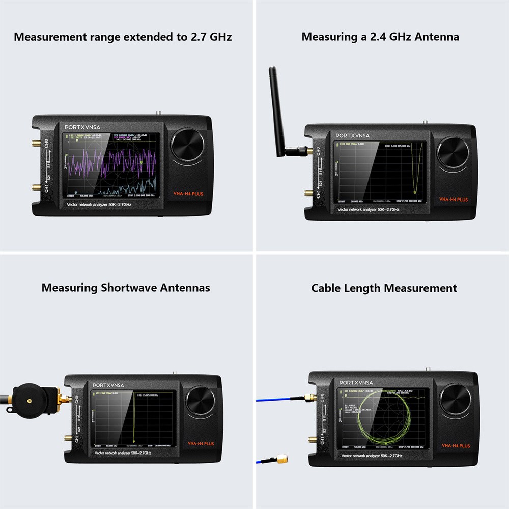 NanoVNA-H4 Plus Vector Network Analyzer 50KHz-2.7GHz HF VHF UHF 4"Touch Screen