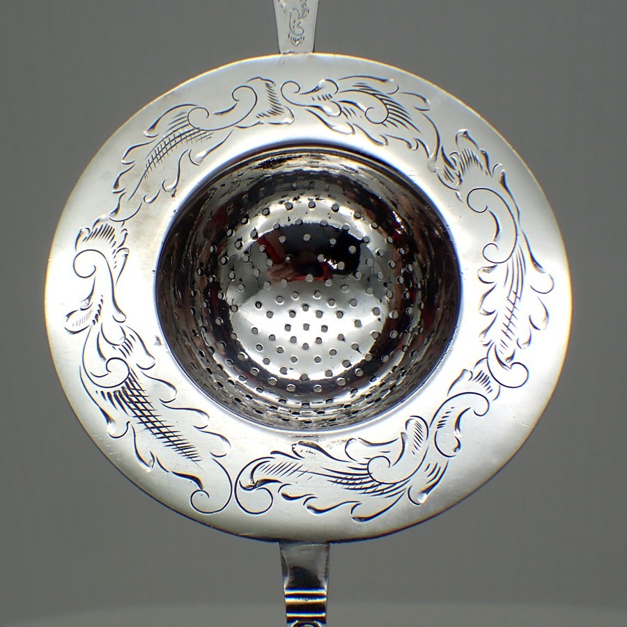 Engraved Tea Strainer Danish 826 Silver 1909
