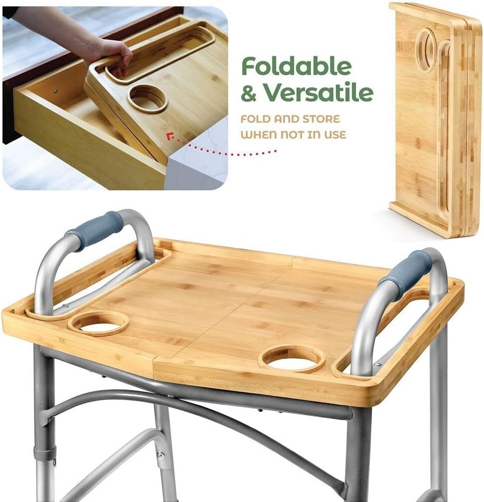 Walker Tray Table with Cup Holder Mobility Table Tray for Folding Walkers Foldab