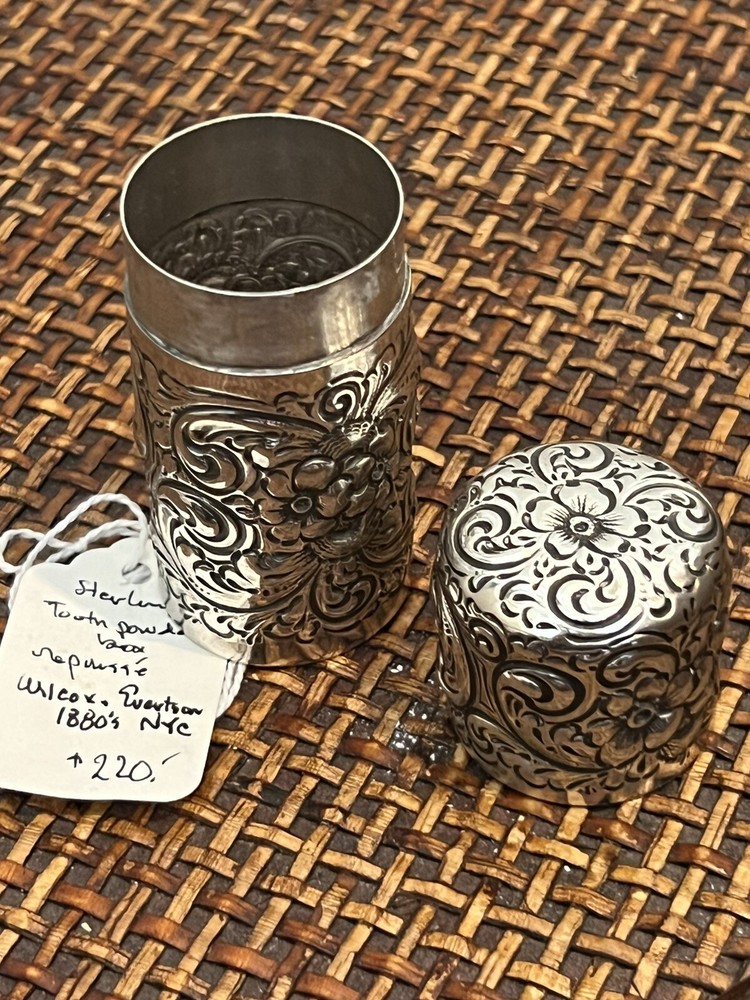Sterling Tooth Powder Box Repousse 1880's