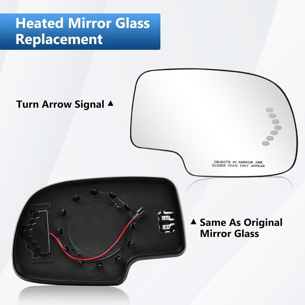 TOP-MAX Driver Side Mirror Glass Replacement for 2003-2006 Chevy Silverado GMC S