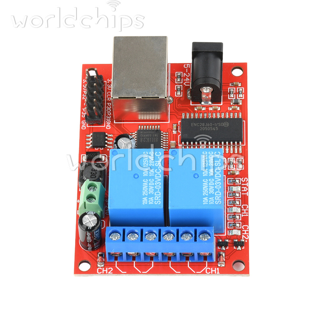 LAN Ethernet 2 Way Relay Board Delay Switch TCP/UDP Controller Module WEB Server