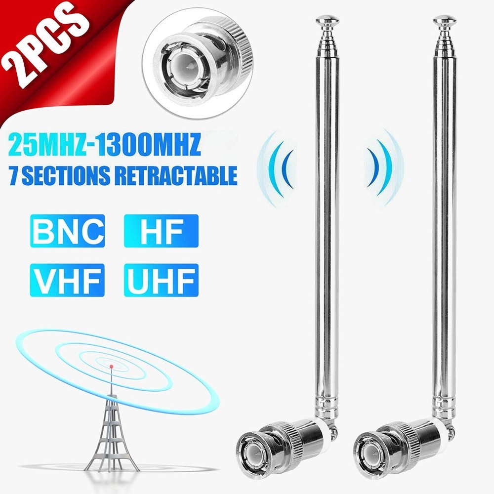 Exceptional Telescopic BNC Antenna 7 Sections AM FM UHF VHF Compatibility