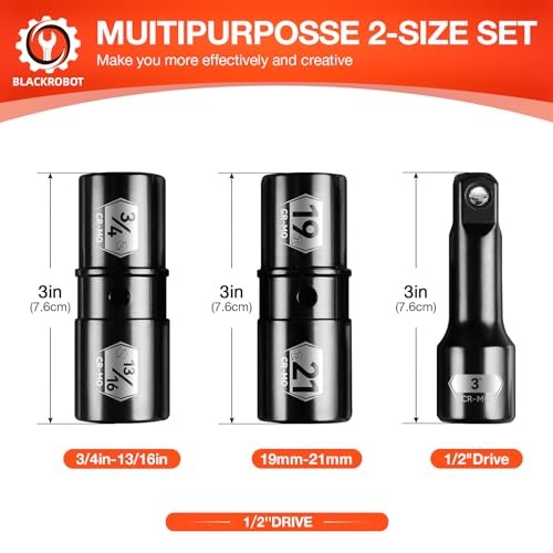 1/2 Inch Drive Impact Socket Set, Double Sided Lug Nut Flip Socket Set, CR-MO
