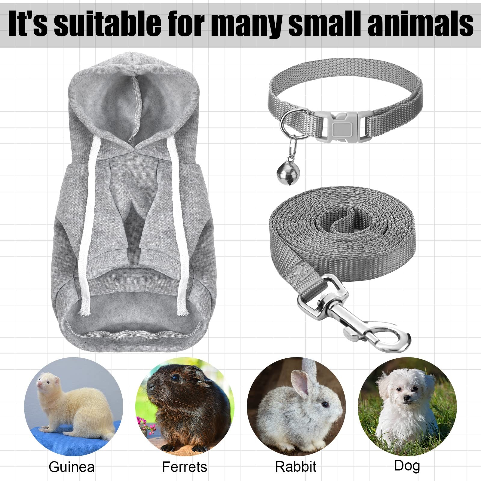 6 Pcs Ferret Clothes Accessories Include Ferret Leash and Harness Set Safe Pe...