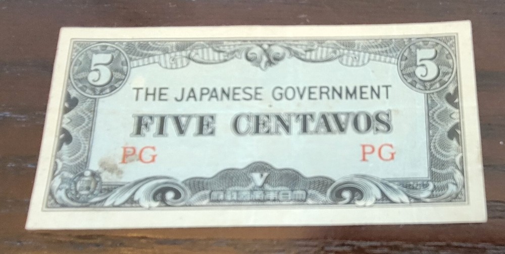 Five Centavos Philippine's Japanese Invasion Money WWII