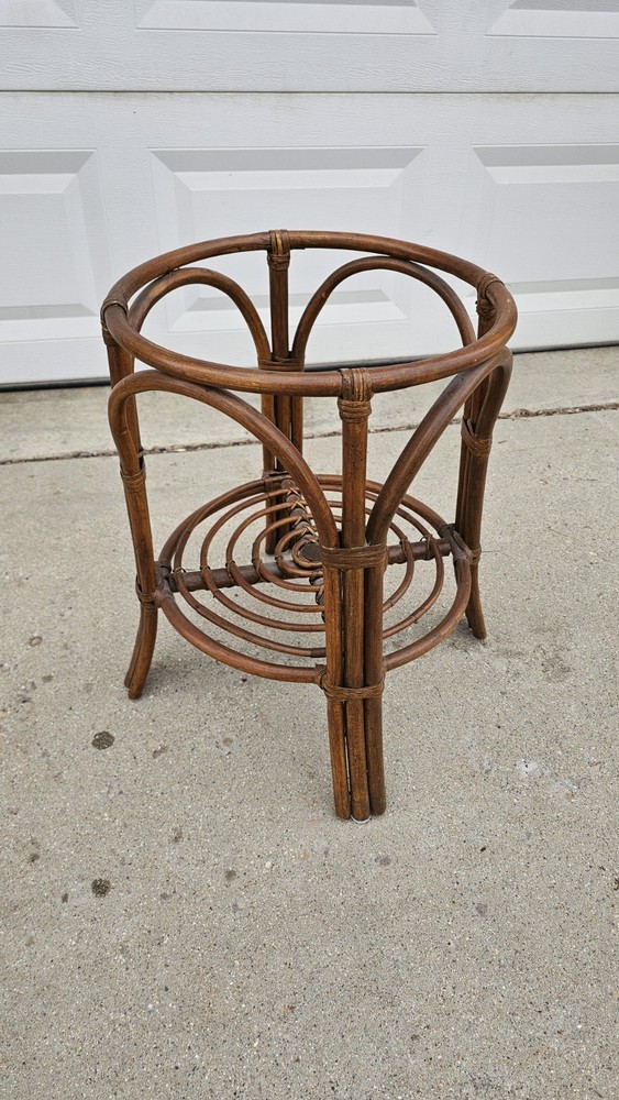 Vintage MCM Bamboo Table Wicker