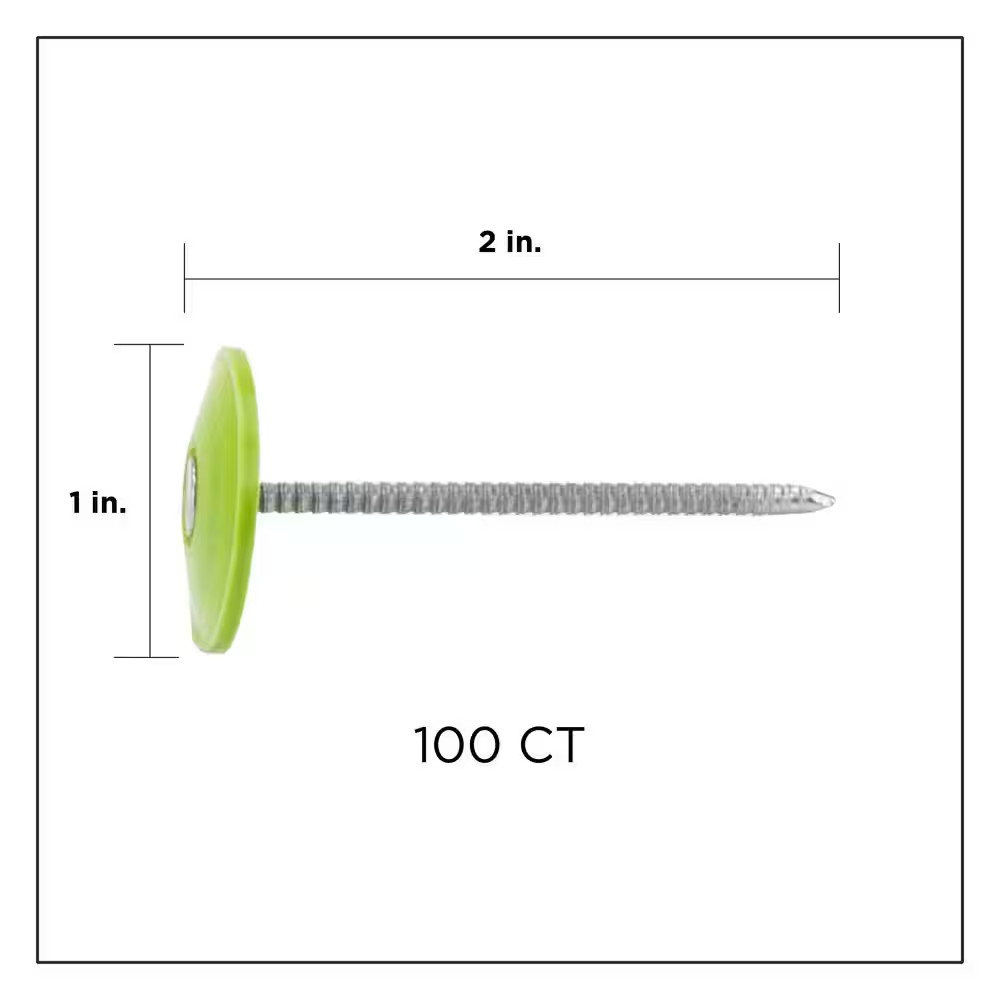 2 In. Electro Galvanized Ring Shank Nail with Plastic Cap (100-Count)
