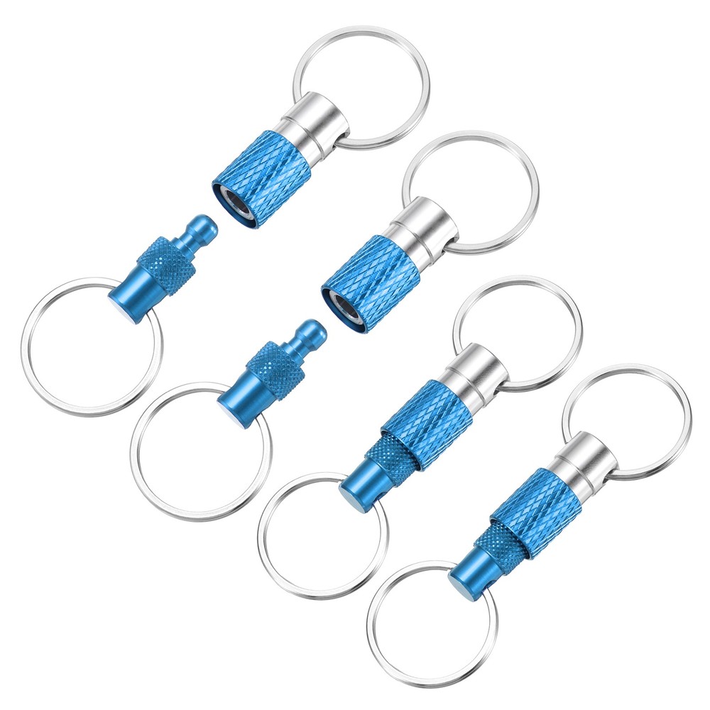 4 Pack Quick Release Keychain Pull Apart Detachable Swivel Keychain, Light Blue
