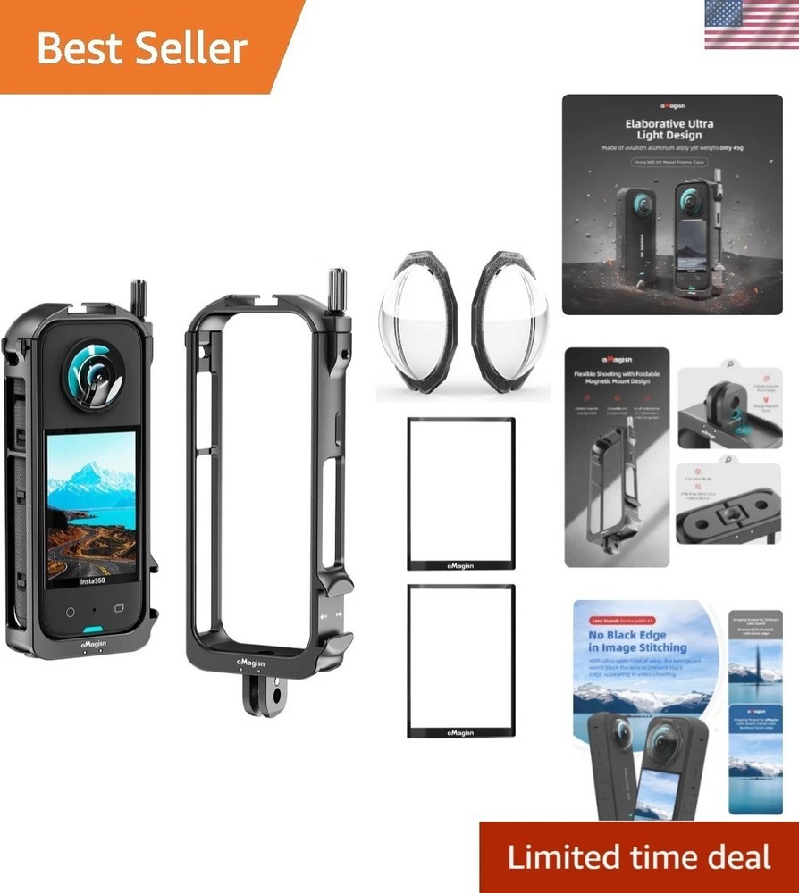 Durable Protective Housing for Insta360 X3 with Lens Guards & Screen Protector