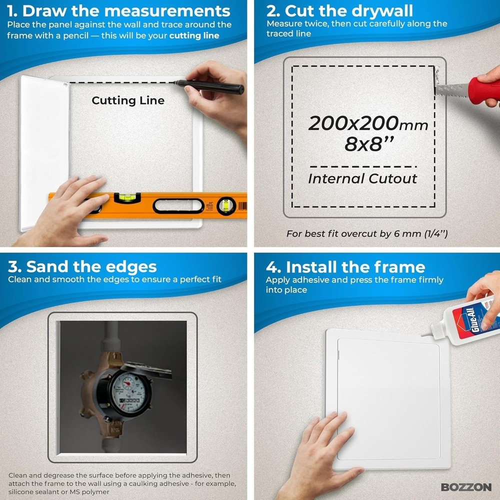 8x8 Inch Access Panel for Plumbing & Electrical - Durable Plastic Solution