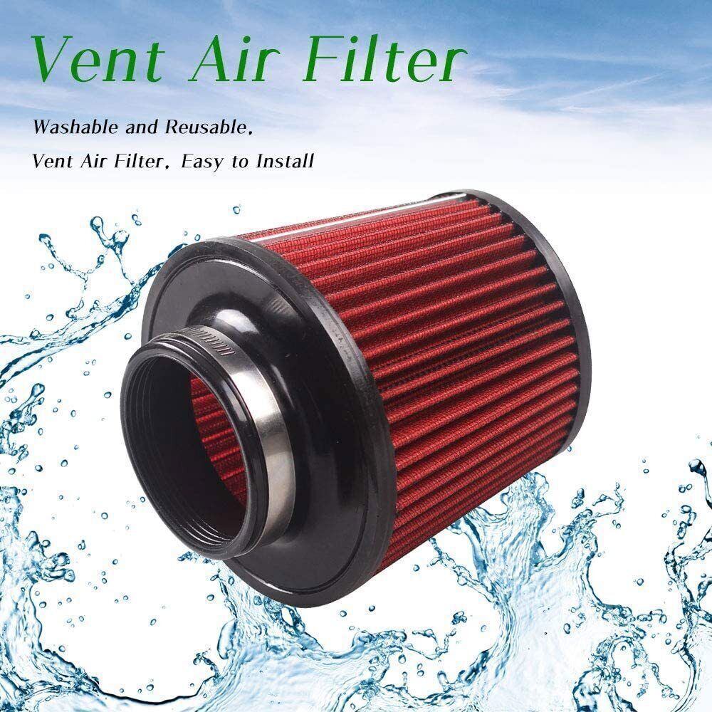 3" 76mm High Flow Inlet Cleaner Dry Filter Cold Air Intake Cone Replacement Red