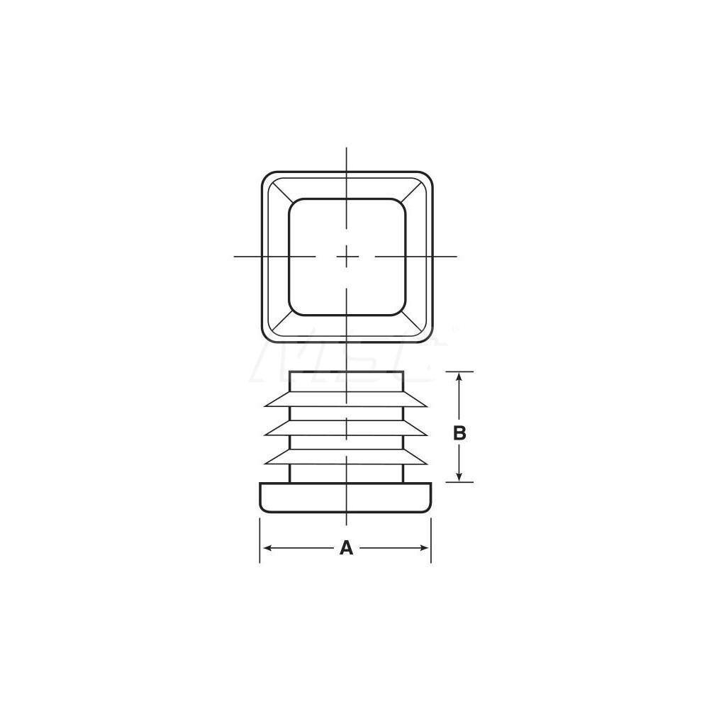 Caplugs Square Head Plug 1-1/4" OD, Polyethylene, Black