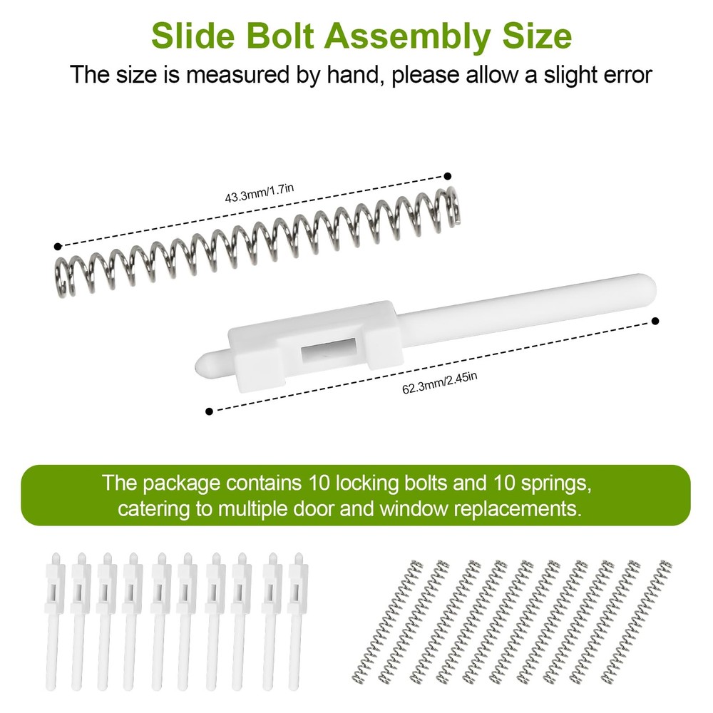 Slide Spring Bolt Assembly Replacement for Eze Breeze Vertical 4 Track White